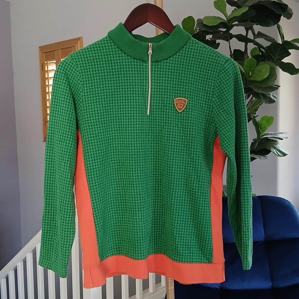 Arnold Palmer Green and Orange Half-Zip Sweater. Size 95